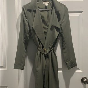 H & M olive duster coat with belt